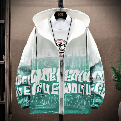 Trendy Casual Letter Print Raincoat Hooded Jacket