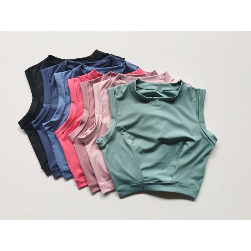 Camiseta deportiva sin mangas de colores múltiples para yoga al aire libre y deportes casuales ultra corta.