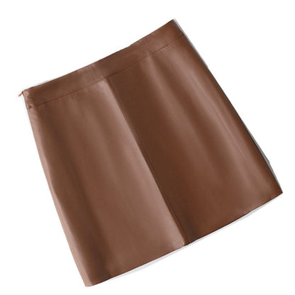 A-Line High-Waisted PU Bodycon Skirt