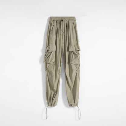 Quick-Drying Solid Color Thin High-Waisted Street Style Versatile Cargo Pants