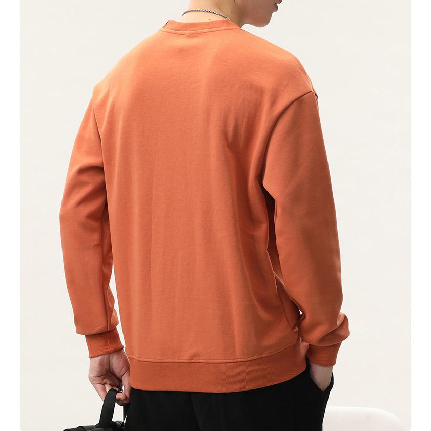 Locker geschnittener Rundhalsausschnitt-Sweatshirt mit fallenden Schultern in Uni-Farbe