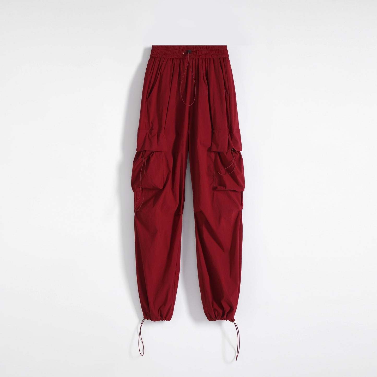 Pantalones de carga versátiles de cintura alta, delgados, sólidos y de secado rápido.