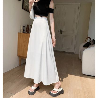 High-Waisted Solid Color Full Skirt Fairy Skirt Versatile Long Style Graceful Classic Skirt