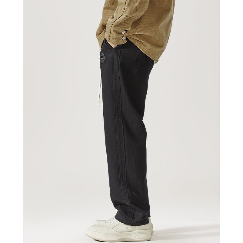Pantalon cargo droit en coton pur à coupe ample et tendance