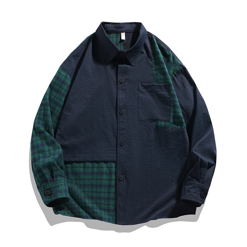 Workwear Plaid Patchwork Casual Trendy Long Sleeve Shirt