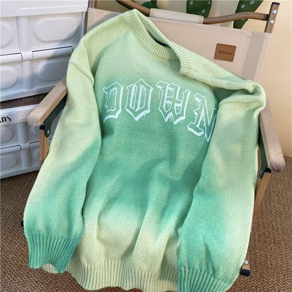 Trendy Stuffiness Cardigan Knitted Khaki Color Retro Loose Fit Versatile Sweater