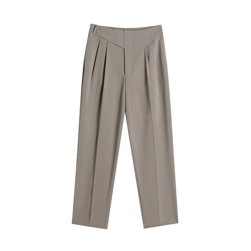 Petite Versatile Draping High-Waisted Slim-Fit Pants