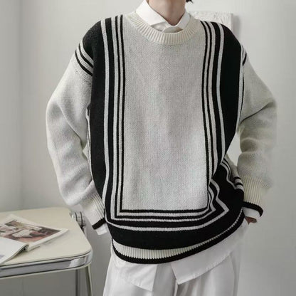 Pull-over tricoté décontracté à col rond, tendance et uni.