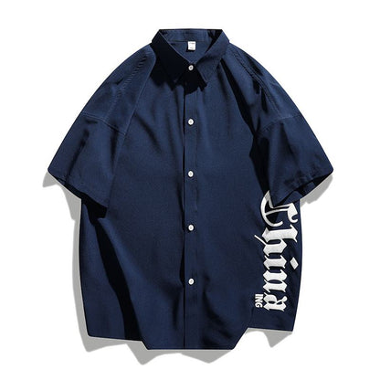 Camiseta de manga corta versátil de seda de hielo elástica con estampado de letras a la moda