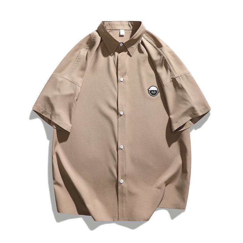 エラスティックアイスシルクトレンディなクイックドライシンプルバーサタイル半袖シャツ。