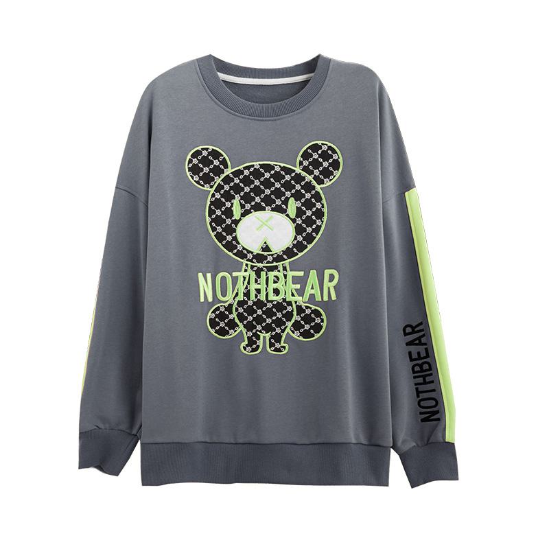 Sweatshirt mit Rundhalsausschnitt, dünnem Twill, Farbblockierung und Stickerei.
