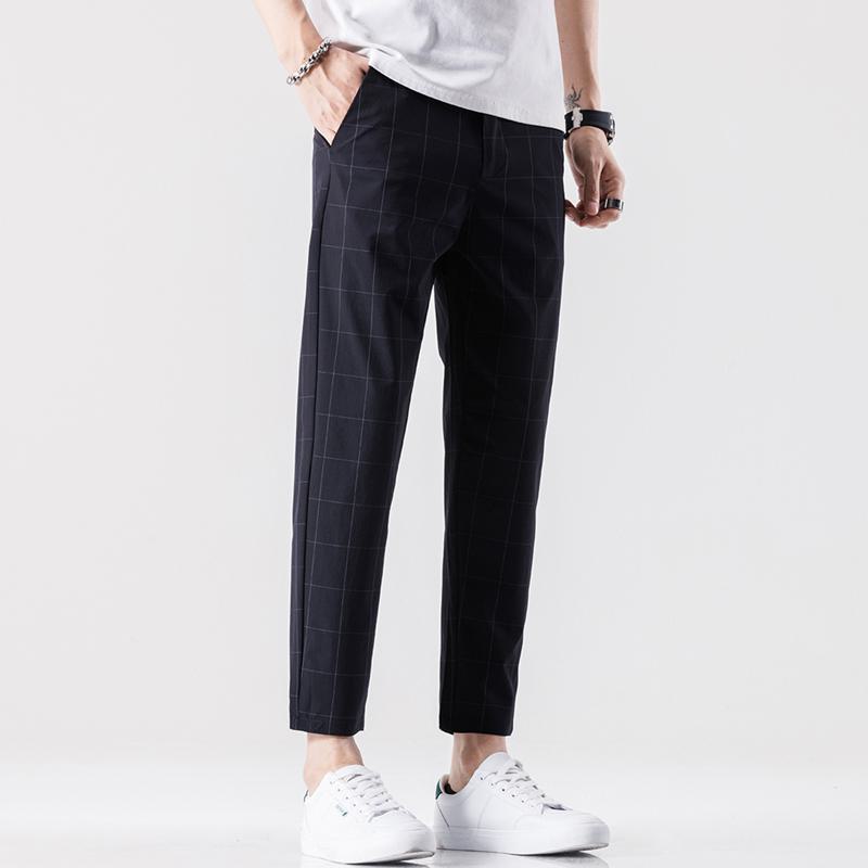 Trousers Plaid Casual Elasticity Business Pants