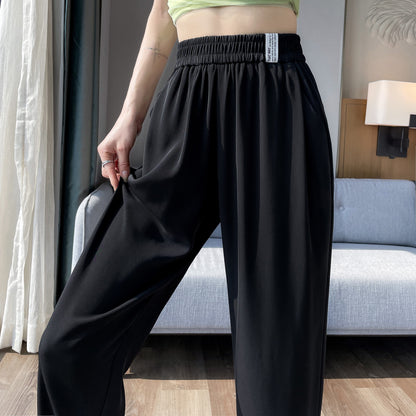 Casual Draping Straight-Leg Silky Harem Ankle Cut Pants