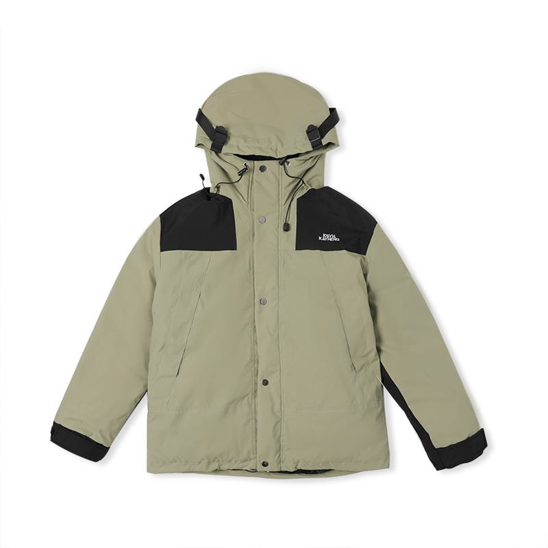 Windproof Niche Workwear Patchwork Hooded Puffer Jacket