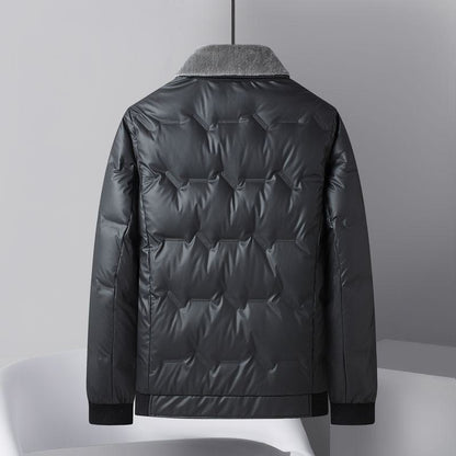 Detachable Raincoat Leather 2 In 1 Fur Collar Quilted Down Jacket