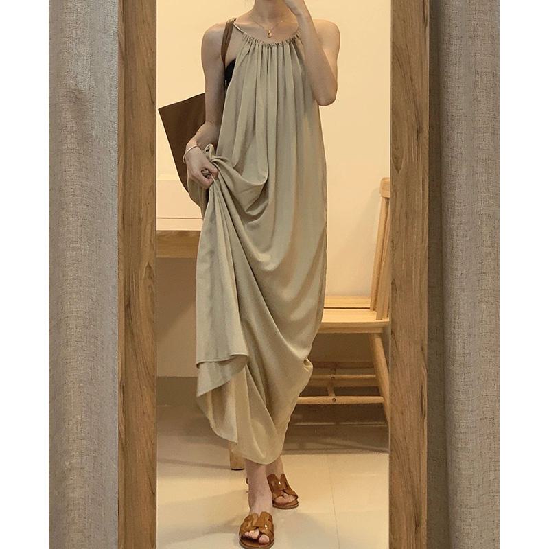 French Style Artistic Cinched Waist Sleeveless Dress