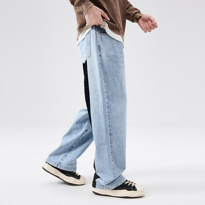 جينز واسع بطبعة مستقيمة عارضة