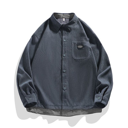 Corduroy Trendy Casual Workwear Draping Retro Long Sleeve Shirt