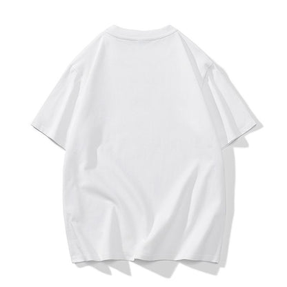 Tee-shirt en coton pur à manches courtes et col rond, imprimé et ample.
