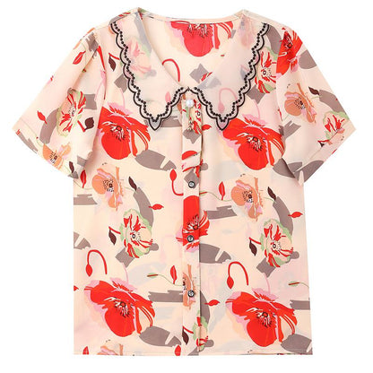 Butterfly Print Chiffon Chic Versatile Shirt