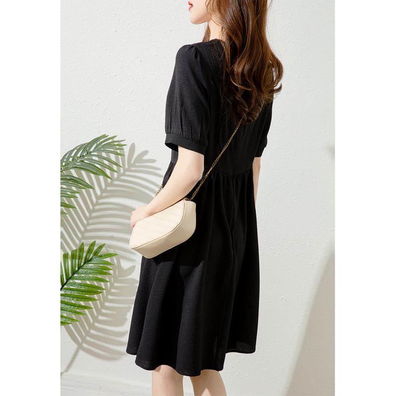 French Style Chic Cinched Waist Slimming V-Neck Anti-Aging Dress