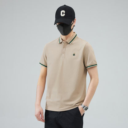Elastisches kurzärmeliges Polo-Shirt aus reiner Baumwolle mit Reverskragen und hoher Qualität