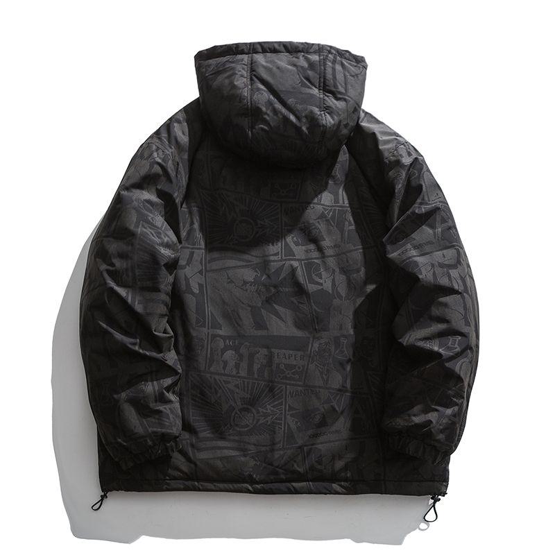 Thickened Hooded Loose Fit Reflective Puffer Jacket