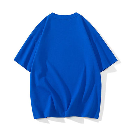 Camiseta de manga corta de algodón puro con cuello redondo, estampado y corte holgado de moda.