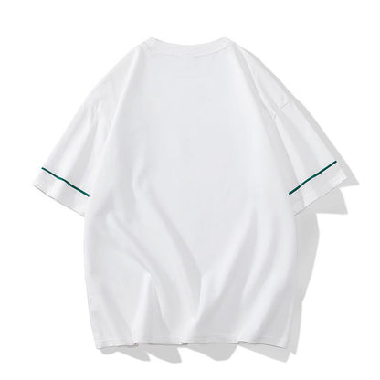 T-shirt à manches courtes et coupe ample en coton pur polyvalent.