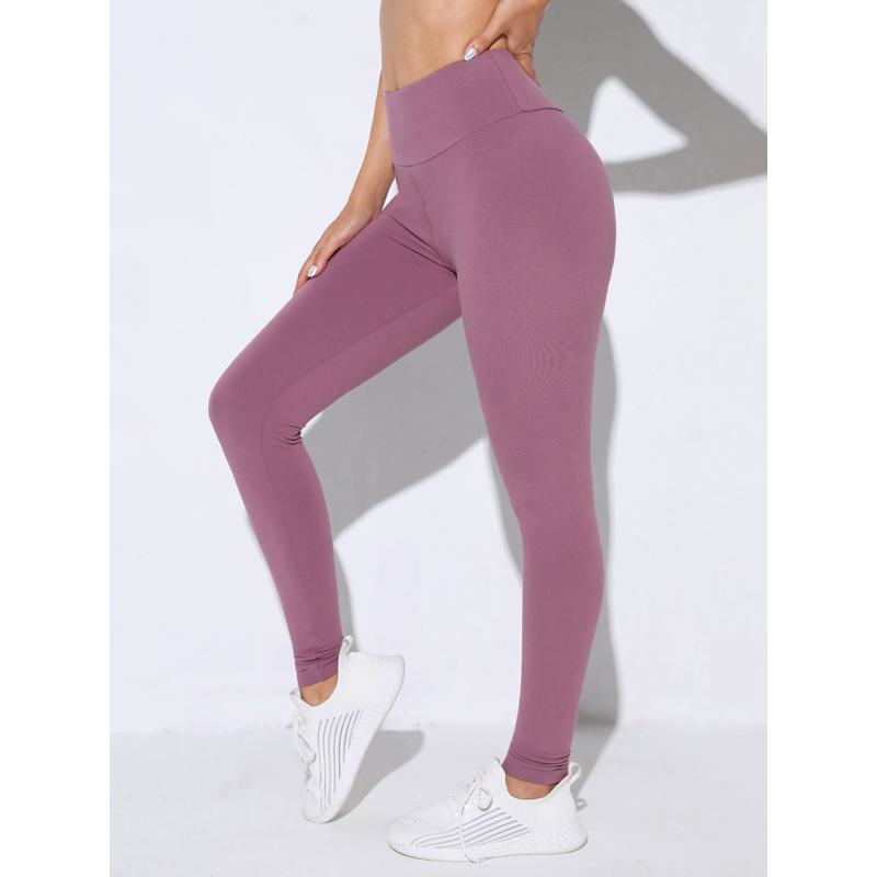 High-Waisted Solid Color Elasticity Fitness Yoga Sports Multi-Color Sports Leggings