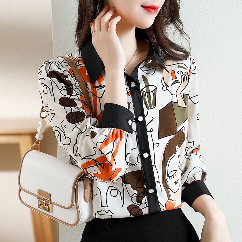 Slimming Anti-Aging Chiffon Chic Print Shirt