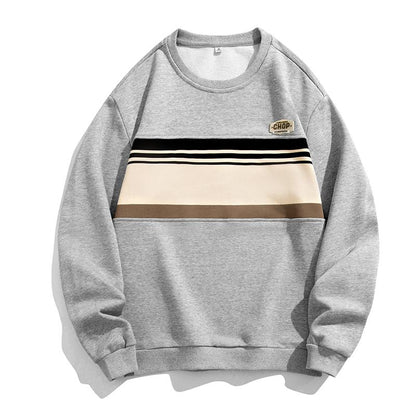 Sweatshirt mit Streifen, Rundhalsausschnitt und lockerer Passform