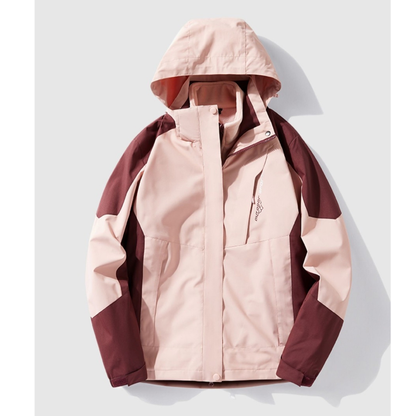 Fleece-Lined Mountaineering 3 In 1 Waterproof Detachable Raincoat Hooded Jacket
