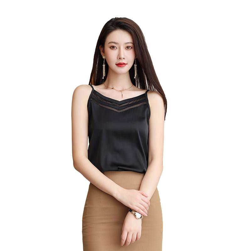 Patchwork Slim-Fit Hollowed-Out Cami Top