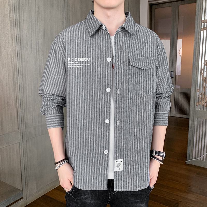 Casual Pinstripe Versatile Shirt Trendy Long Sleeve Shirt