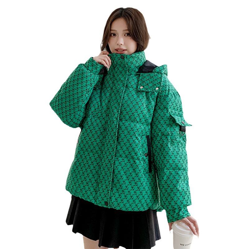Cropped Thickened Houndstooth Puffer Jacket