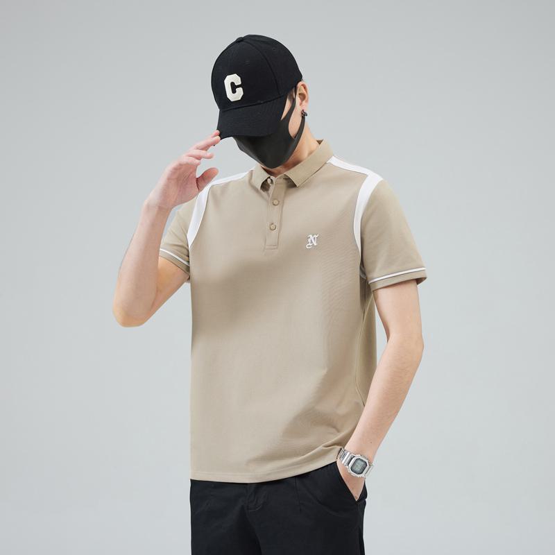 Elasticity Lapel Quality Color Block Pure Cotton Short Sleeve Polo Shirt