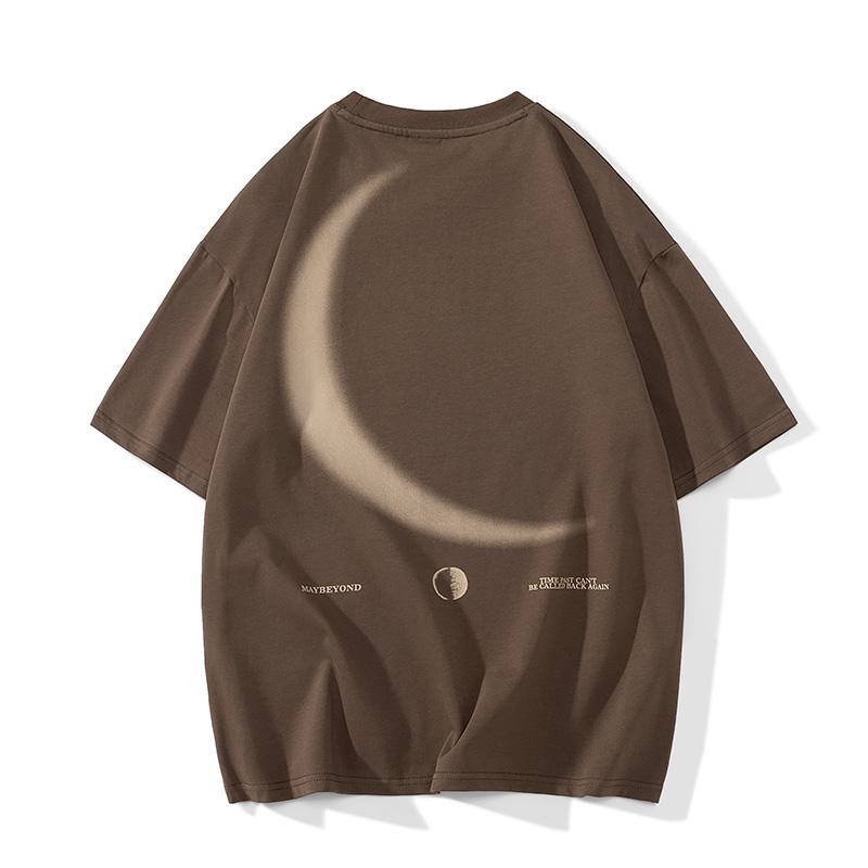 Lockeres T-Shirt aus reiner Baumwolle mit Print, weite Passform, angesagter Look.