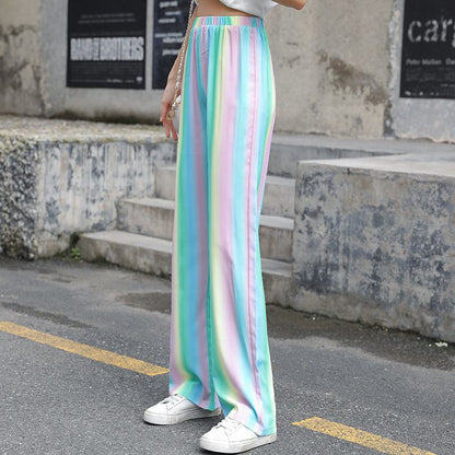 Rainbow High-Waisted Versatile Straight Loose Fit Slimming Pants