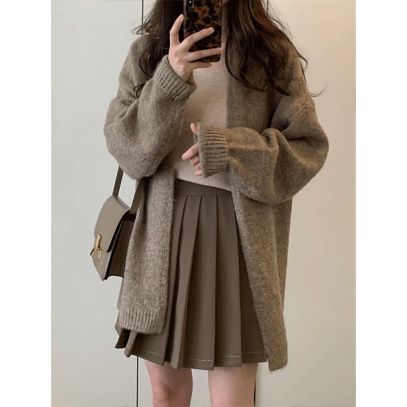 Retro Gentle Midi Outerwear Knitted Lazy Cardigan