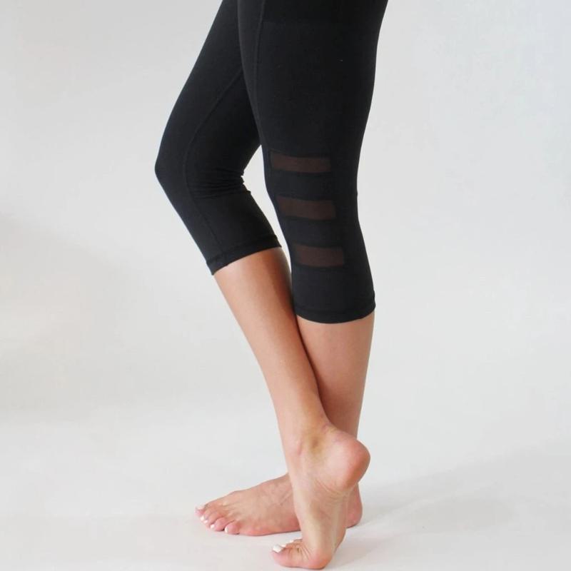 Leggings de sport élastiques pour le yoga avec poche, en maille, pour la course et la remise en forme.