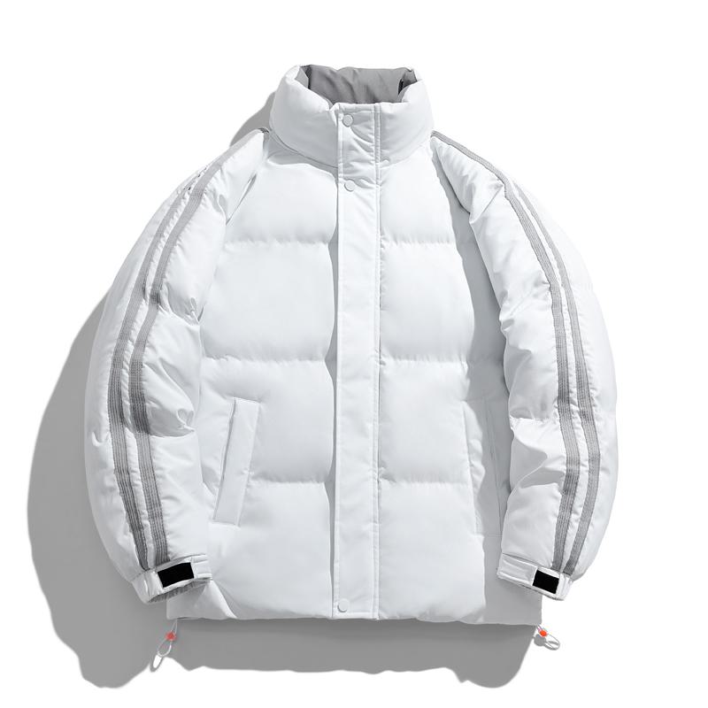 Two Stripes Trendy Stand-Up Collar Thickened Puffer Jacket