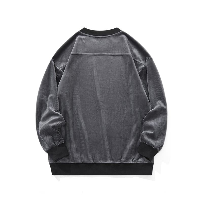 Round Neck Solid Color Drop Shoulder Sweatshirt