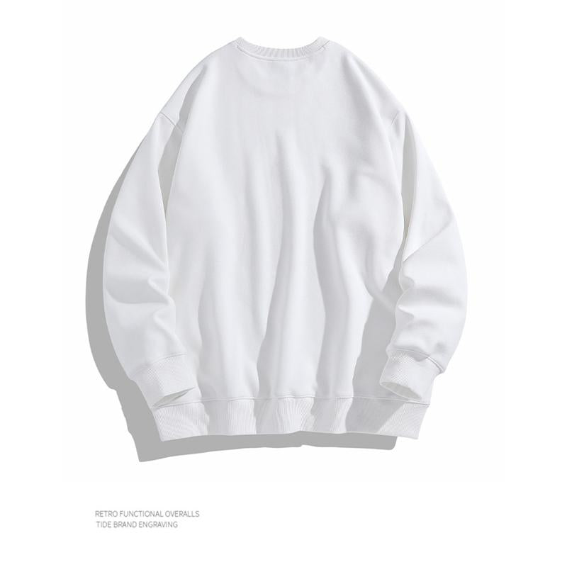 Loose Fit Round Neck Trendy Plus Velvet Letter Print Pure Cotton Sweatshirt
