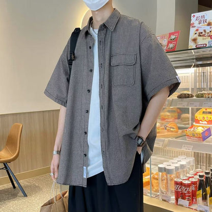 Elegante Camisa de Manga Corta Versátil de Color Sólido, de Moda, Estándar y Diaria