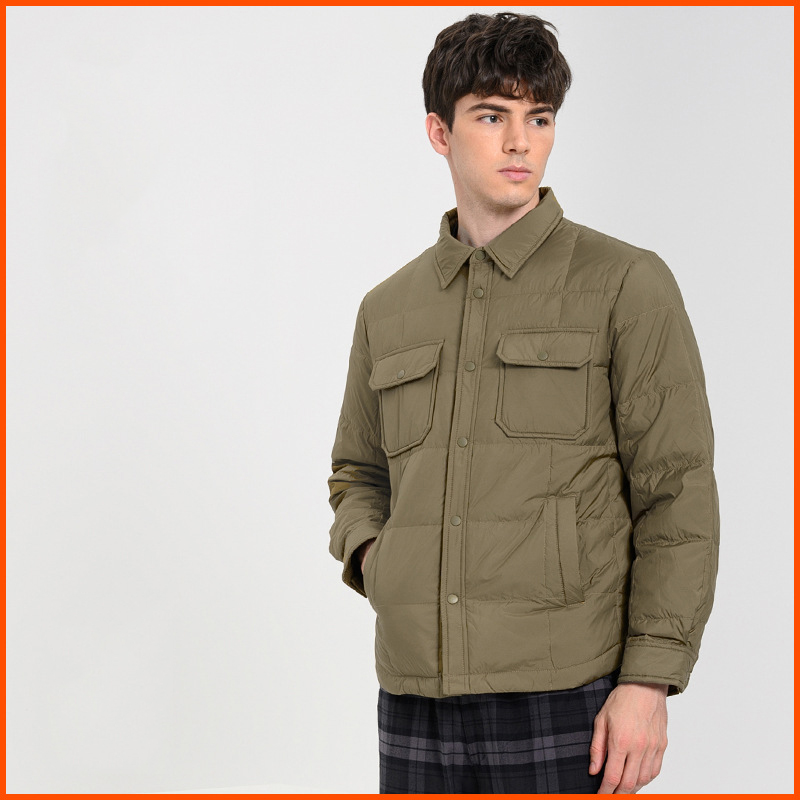 Lapel Collar Buttoned Pocket Down Jacket
