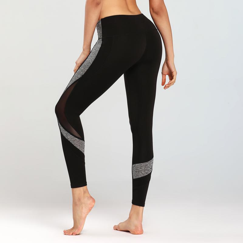 Leggings deportivos elásticos y ajustados de yoga de cintura media, ajustados y entallados, con parches de fitness