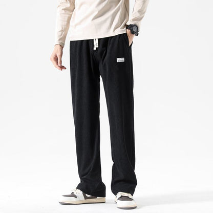 Versatile Straight Knitted Casual Floor-Length Elasticity Loose Fit Sweatpant