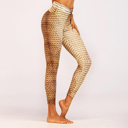 Goldene Sport-Leggings mit elastischem Bund für Yoga und Fitness