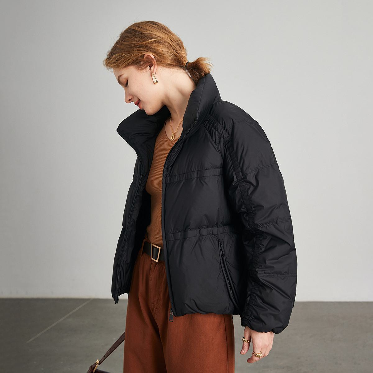 Stand-Up Collar Windproof Cropped Down Jacket